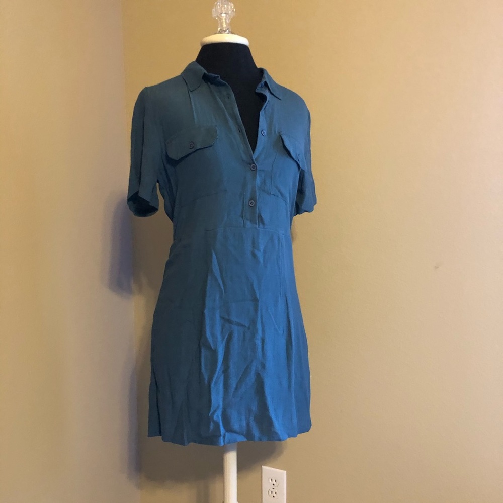 ❤️ Urban Outfitters blue button front dress